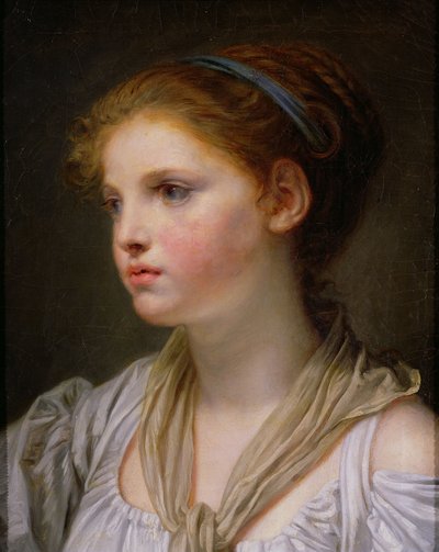 Fille avec un Ruban Bleu - Jean Baptiste Greuze